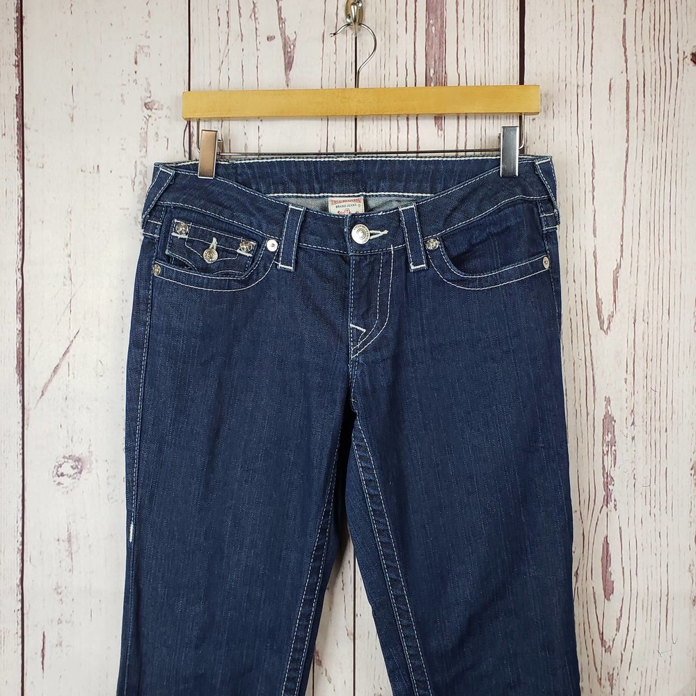 True Religion Billy Jeans Womens Size 29 Rhinestones Straight Leg Blue